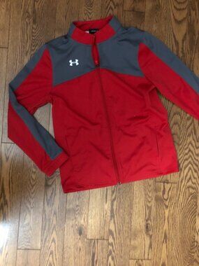 Under Armour Red and Gray Full-Zip Hoodie Sweatshirt